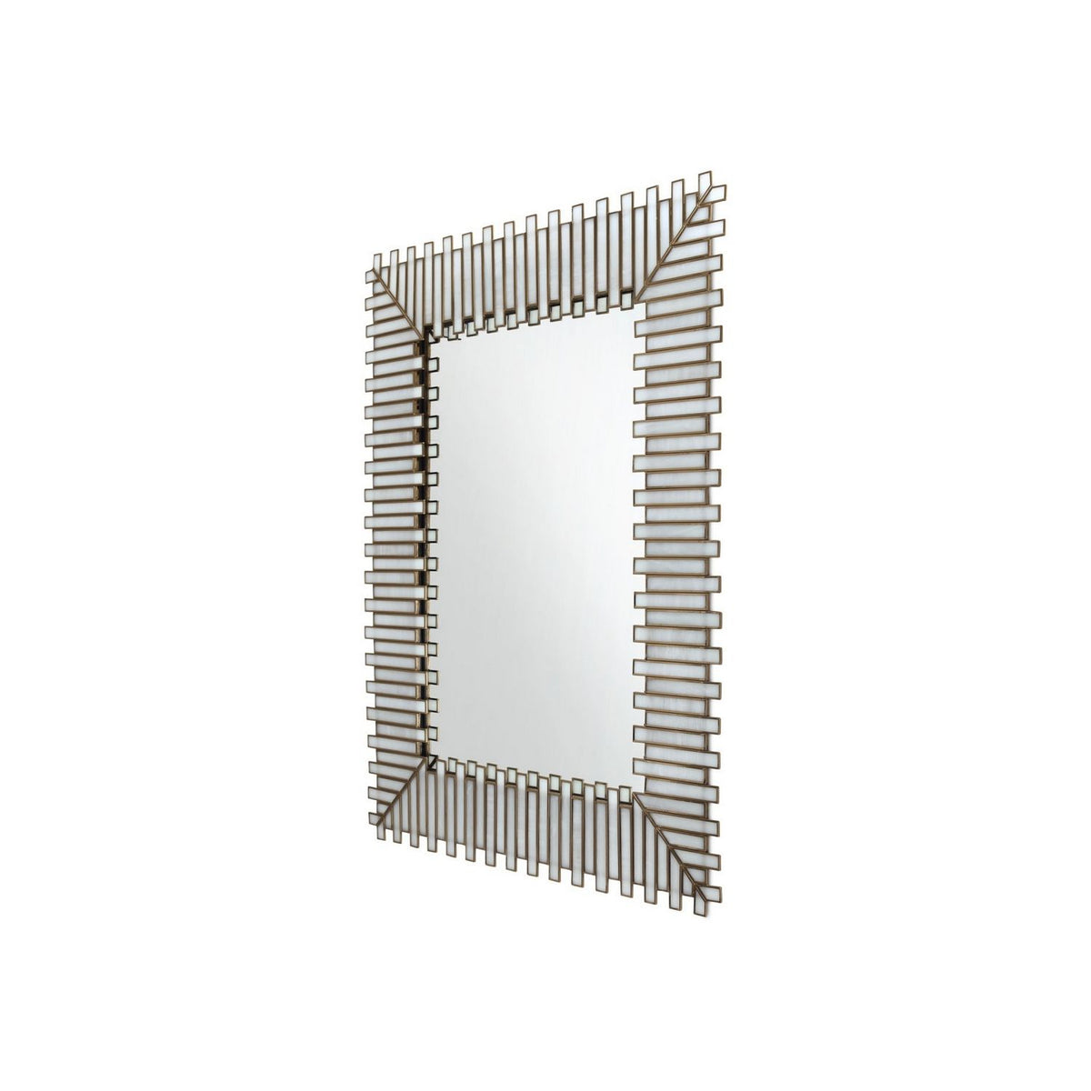 Currey and Company 1000-0171 Daze Rectangular Mirror in White/Antique Brass
