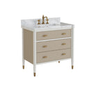 Currey and Company 3800-0018 Aster 36" Vanity with Rectangular Undermount Sink in Off-White/Fog/Natural/White/Polished Brass