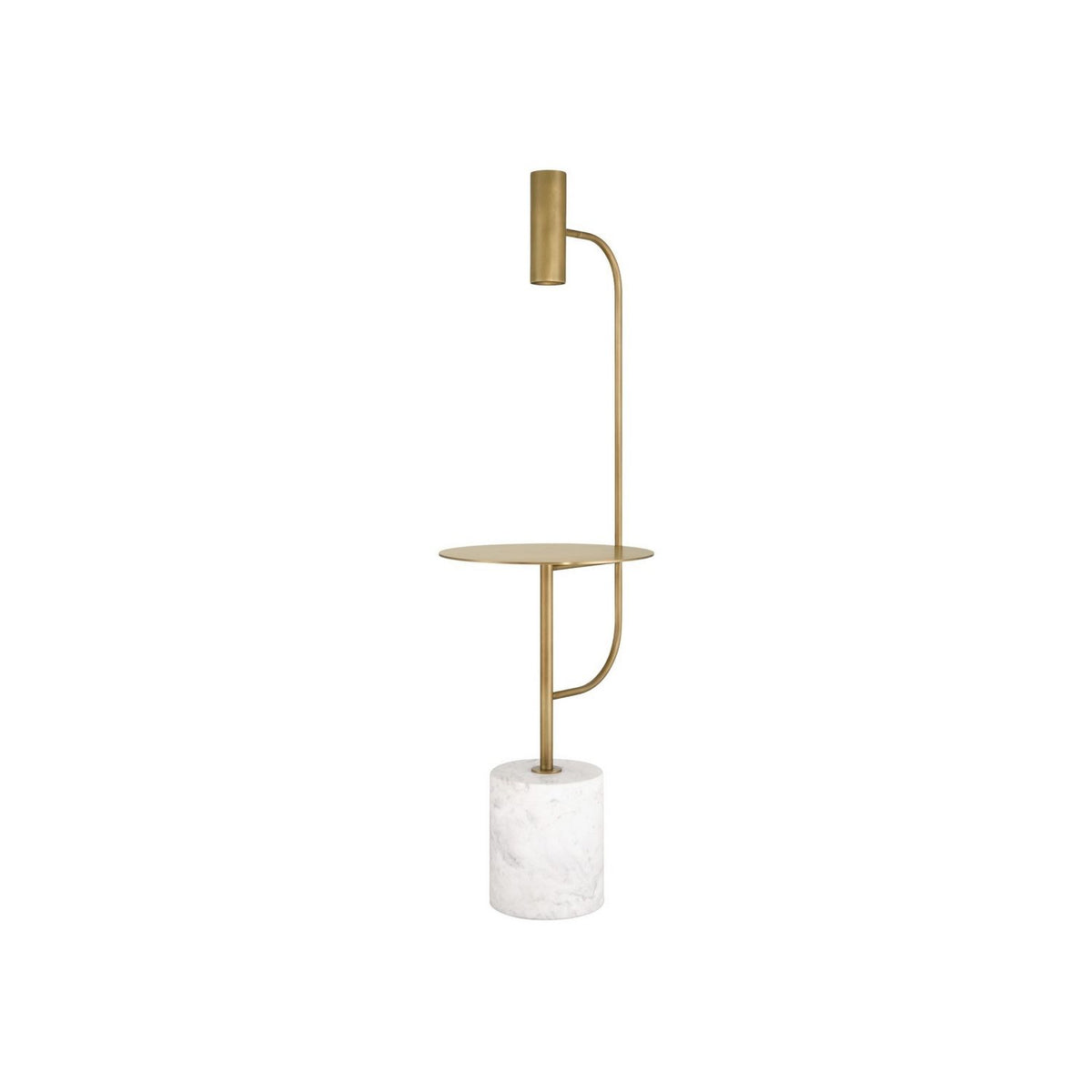 Currey and Company 8000-0173 Eastlin Floor Lamp with Table in Antique Brass/White