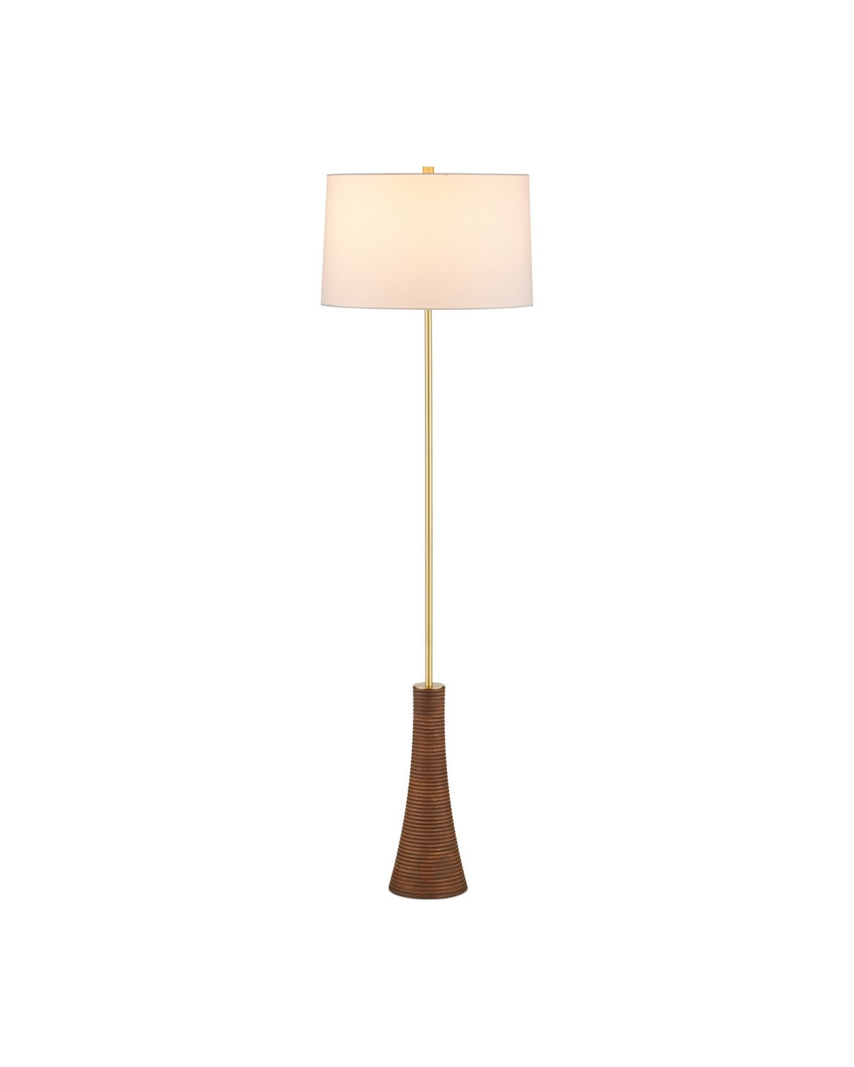 Currey and Company 8000-0175 Lathe Floor Lamp in Natural/Brushed Brass