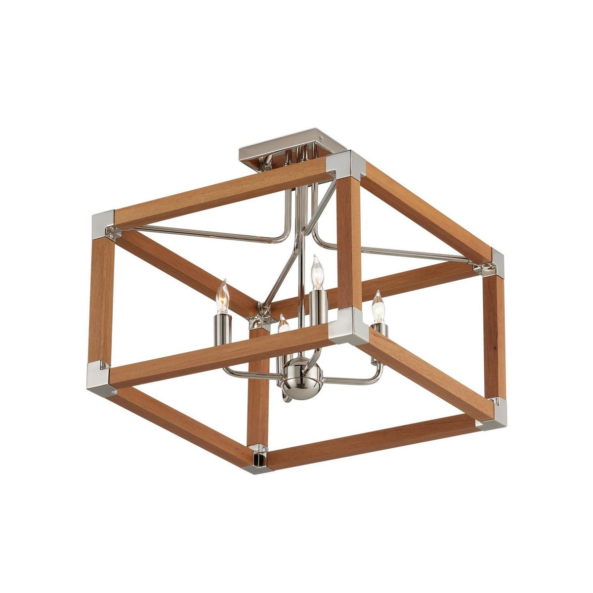 Currey and Company 9000-1284 Boyd Semi-Flush Mount in Natural/Polished Nickel