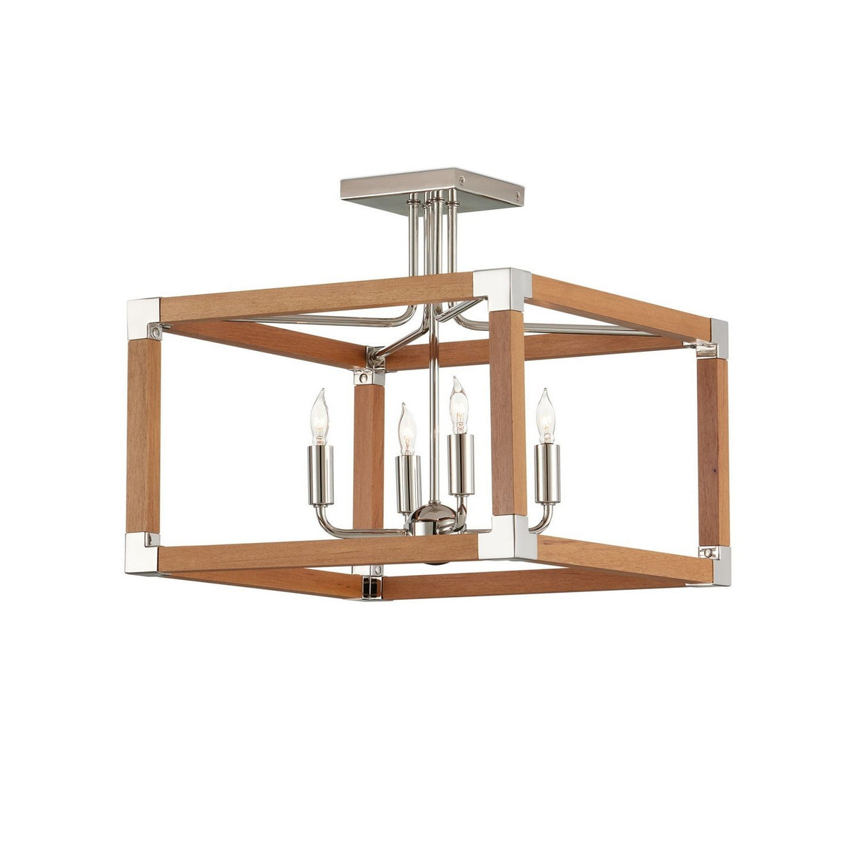 Currey and Company 9000-1284 Boyd Semi-Flush Mount in Natural/Polished Nickel