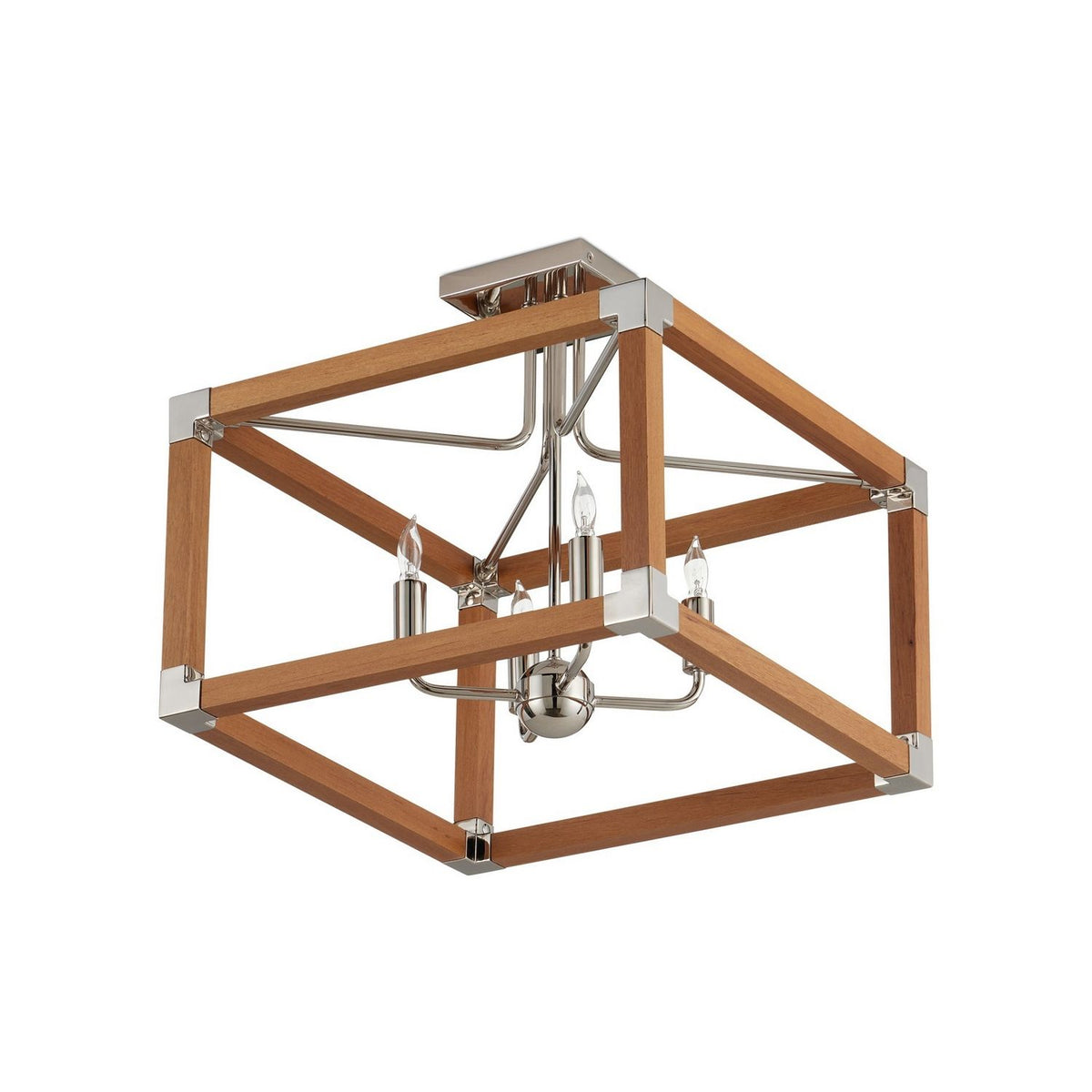 Currey and Company 9000-1284 Boyd Semi-Flush Mount in Natural/Polished Nickel