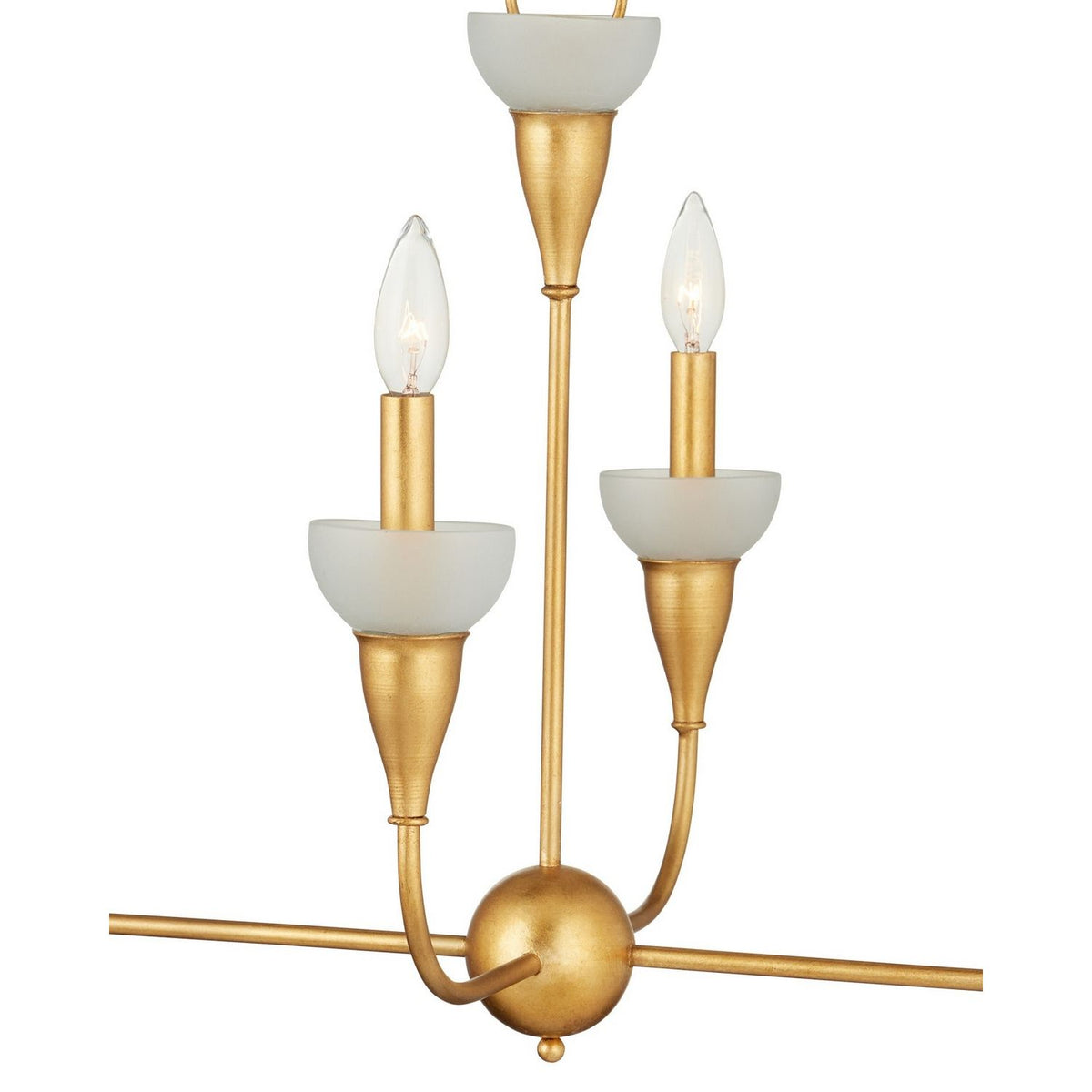 Currey and Company 9000-1329 Aurelia Frost Rectangular Chandelier in Contemporary Gold Leaf/Contemporary Gold/Frosted