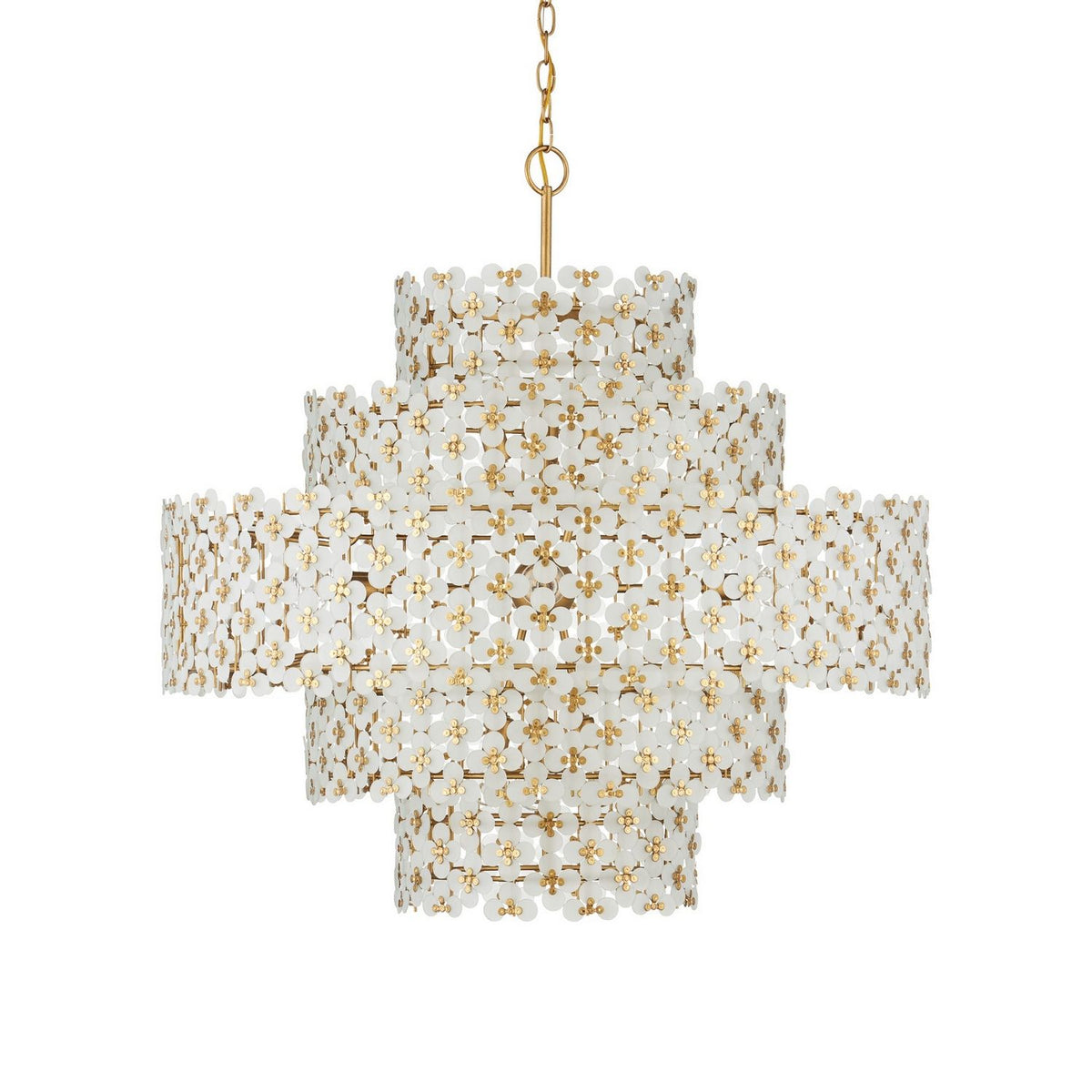 Currey and Company 9000-1331 Spring Flower Chandelier in Frosted/Brass