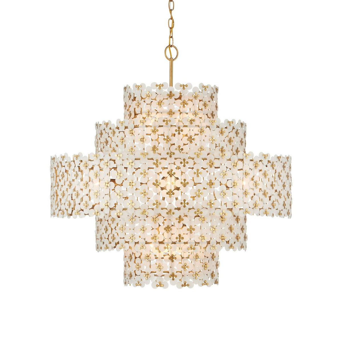 Currey and Company 9000-1331 Spring Flower Chandelier in Frosted/Brass