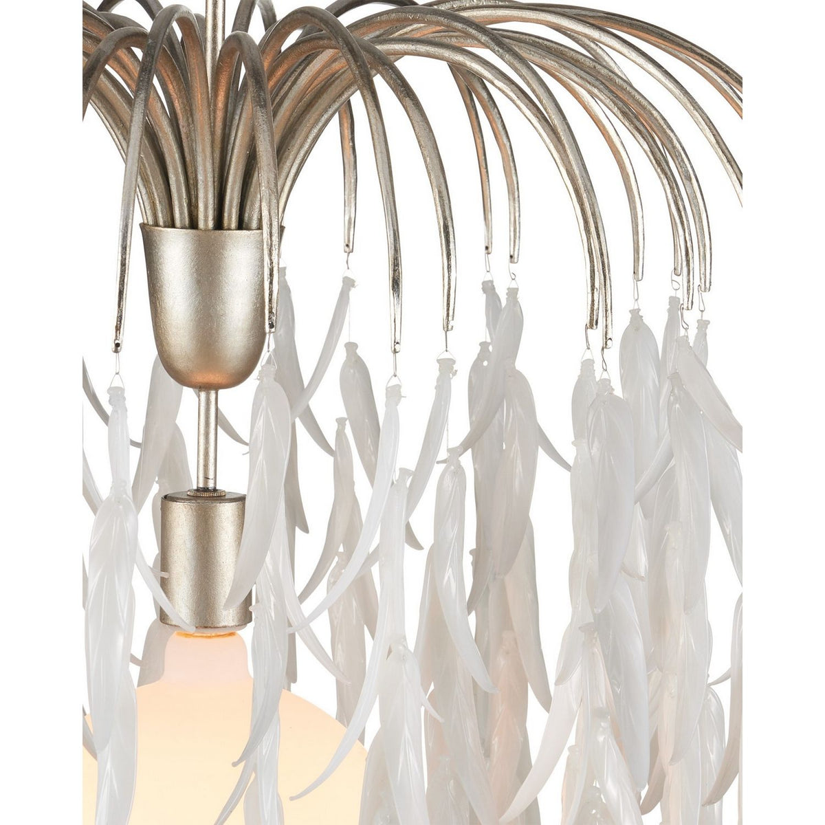 Currey and Company 9000-1335 Glen Arbor Pendant in White/Contemporary Silver Leaf/Contemporary Silver