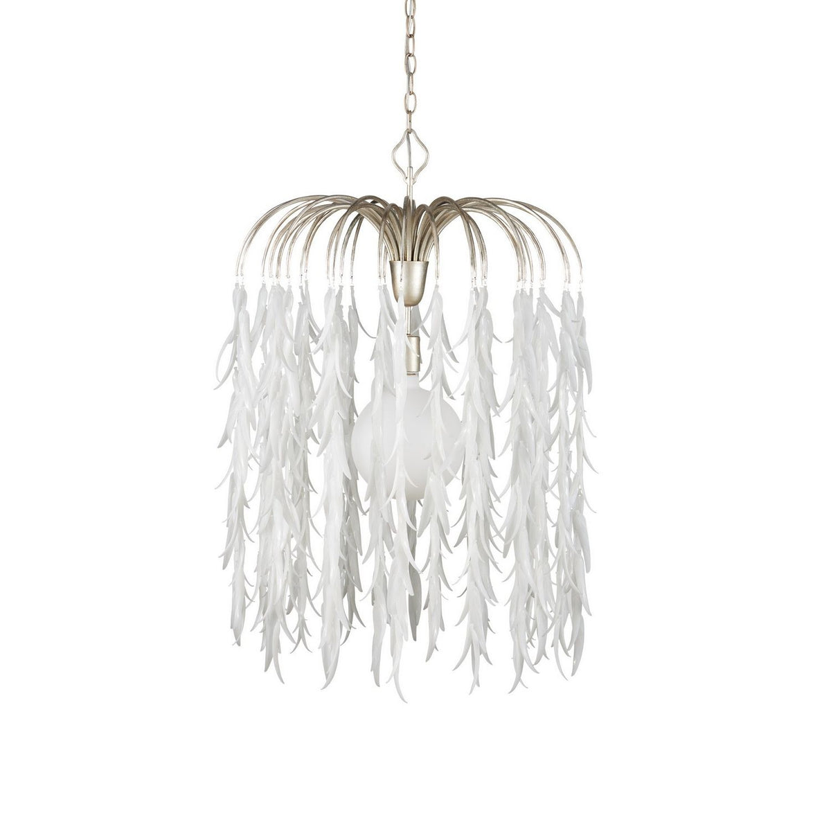 Currey and Company 9000-1335 Glen Arbor Pendant in White/Contemporary Silver Leaf/Contemporary Silver