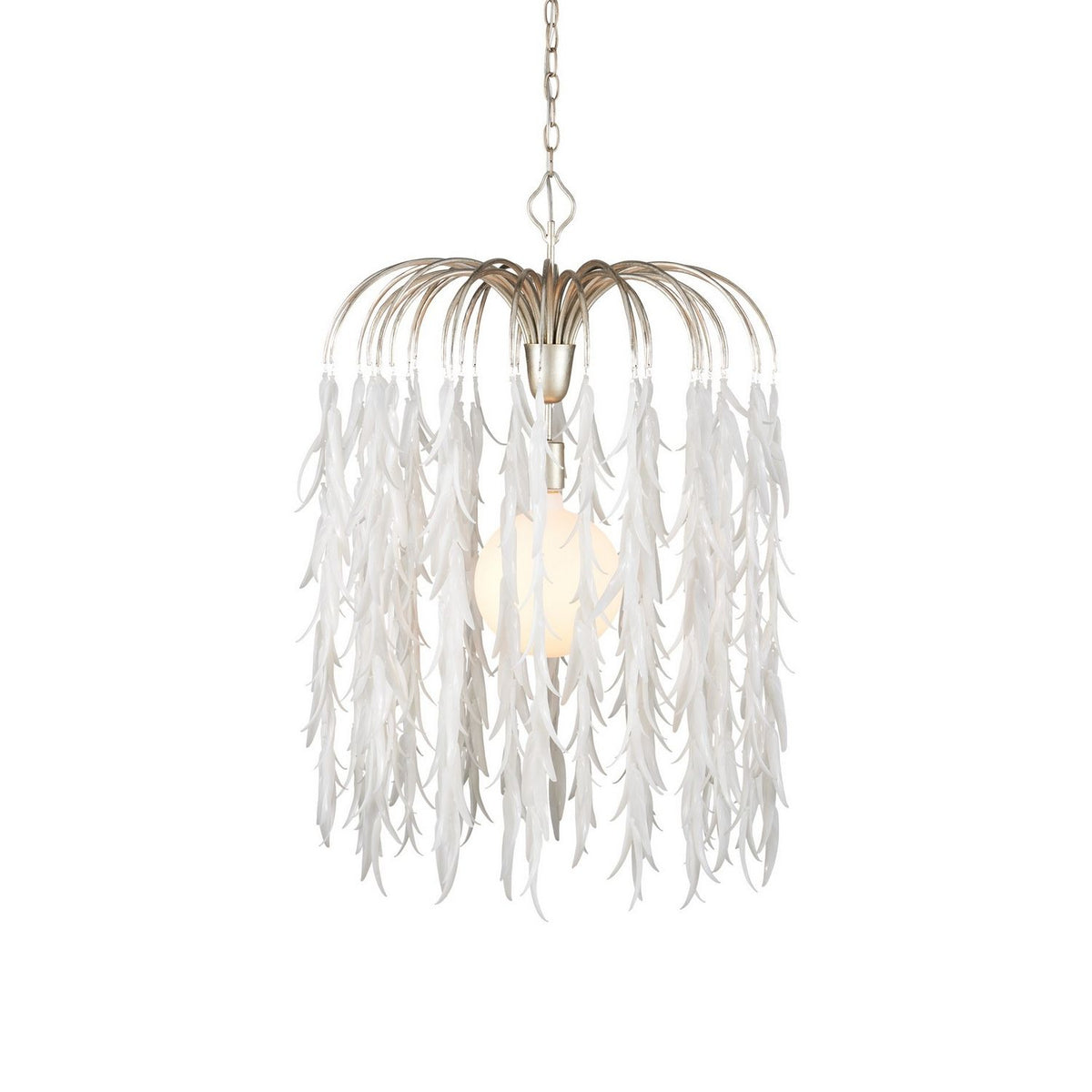 Currey and Company 9000-1335 Glen Arbor Pendant in White/Contemporary Silver Leaf/Contemporary Silver