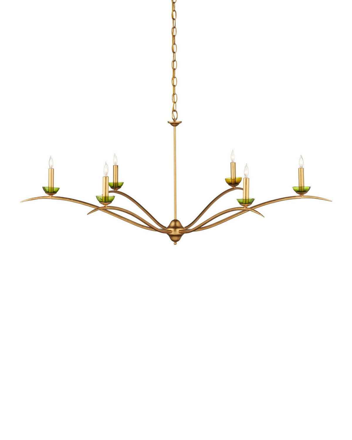 Currey and Company 9000-1338 Flannery Chandelier in Contemporary Gold Leaf/Contemporary Gold/Green