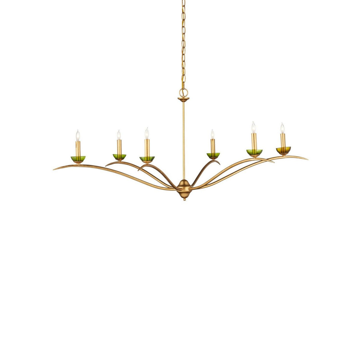Currey and Company 9000-1338 Flannery Chandelier in Contemporary Gold Leaf/Contemporary Gold/Green