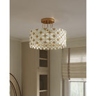 Currey and Company 9000-1345 Spring Flower Semi-Flush Mount in Frosted/Glossy White/Brass