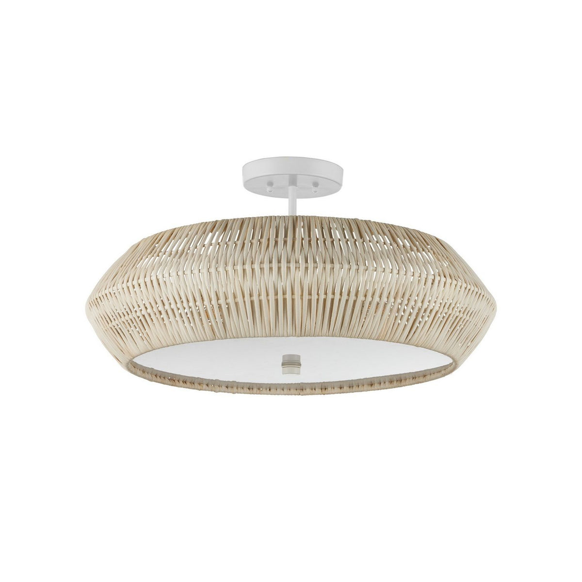 Currey and Company 9000-1346 Antibes Semi-Flush Mount in Bleached Natural/Snow White/White