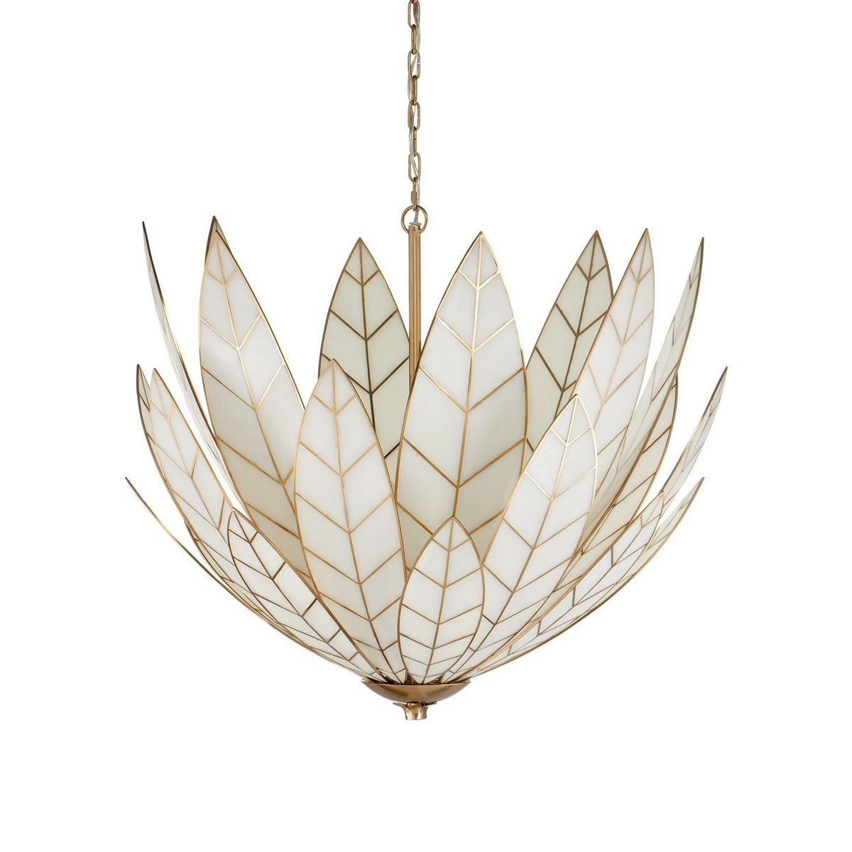 Currey and Company 9000-1355 Lamina Chandelier in Antique Brass/Off-White
