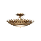 Currey and Company 9000-1360 Plumage Semi-Flush Mount in Antique Brass/White