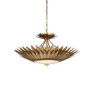 Currey and Company 9000-1360 Plumage Semi-Flush Mount in Antique Brass/White