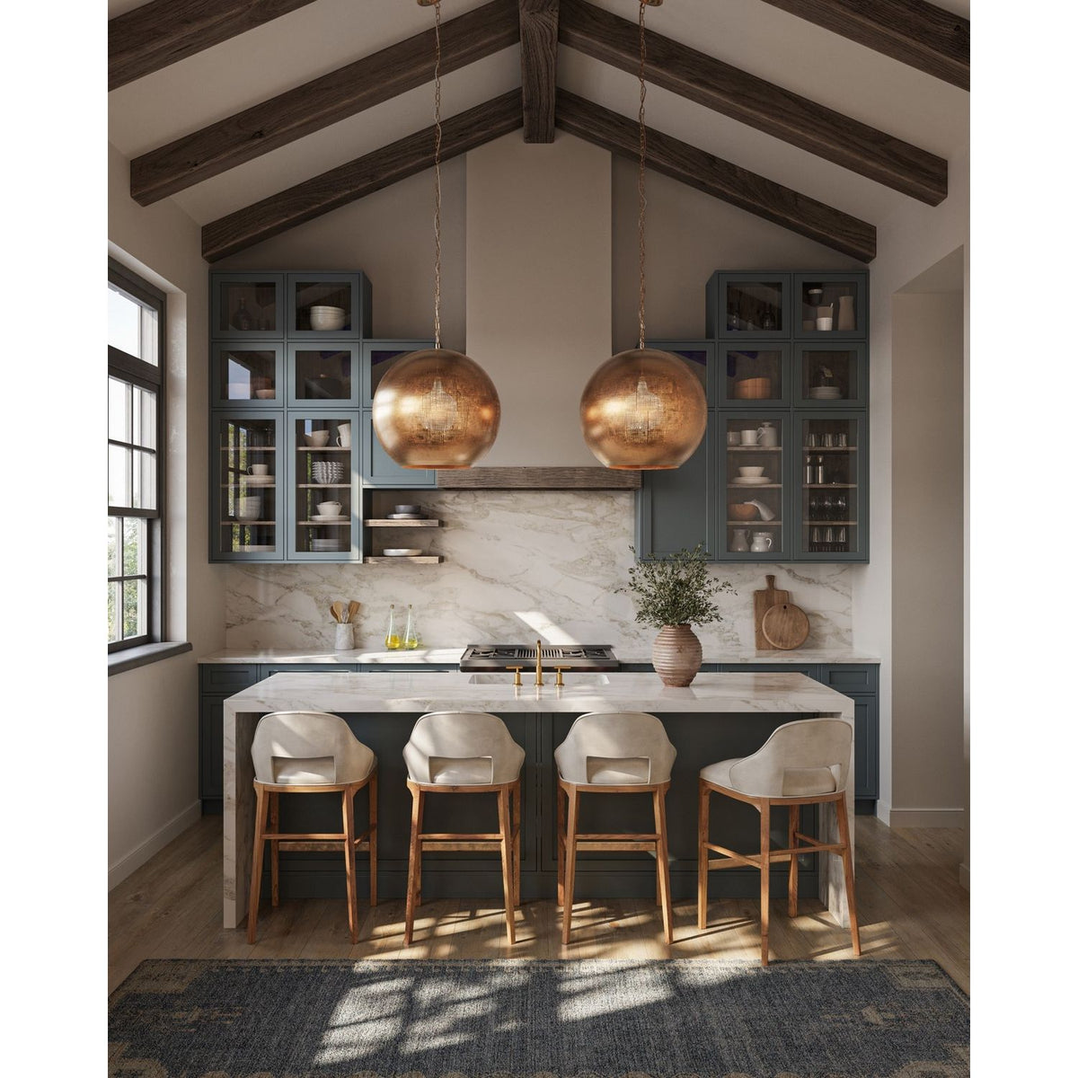 Currey and Company 9000-1363 Buckram Orb Pendant in Antique Brass