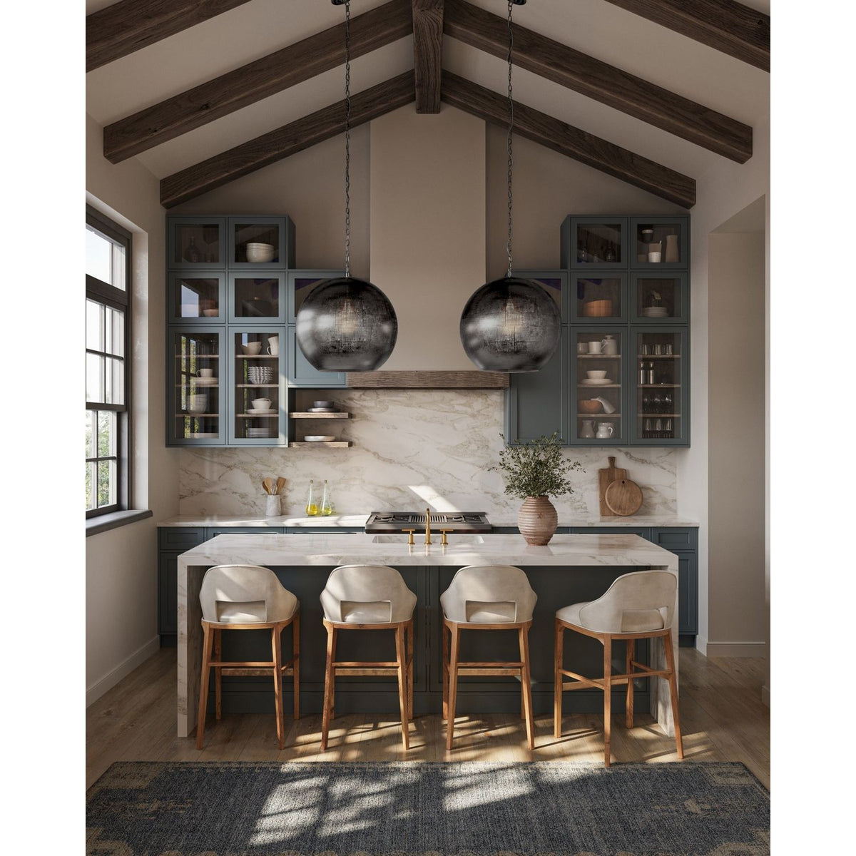 Currey and Company 9000-1364 Buckram Orb Pendant in Black Nickel