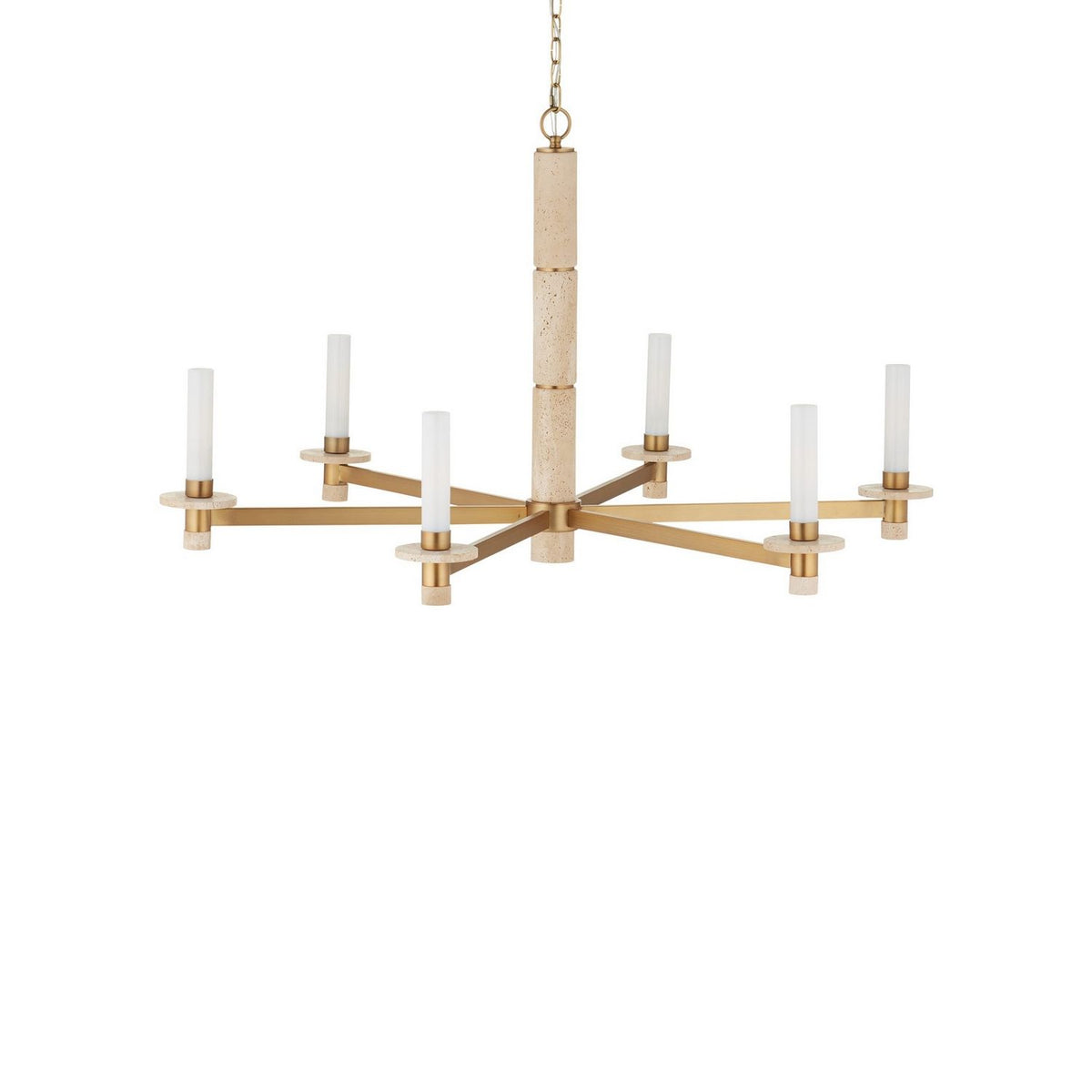 Currey and Company 9000-1369 Marcelo Chandelier in Natural/Antique Brass/White
