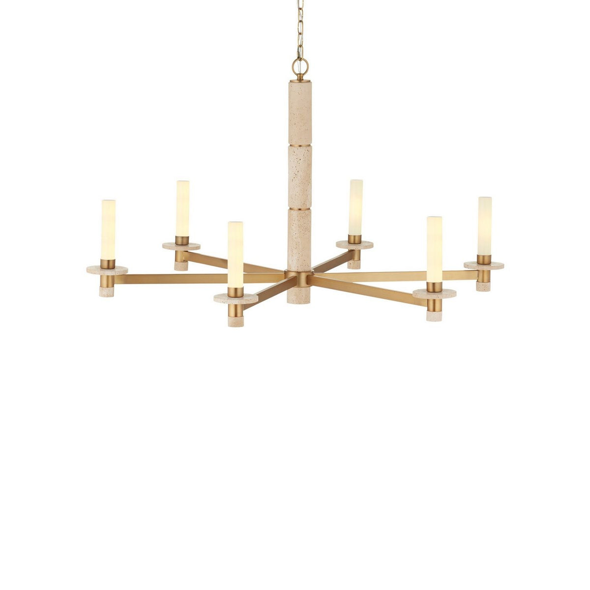 Currey and Company 9000-1369 Marcelo Chandelier in Natural/Antique Brass/White