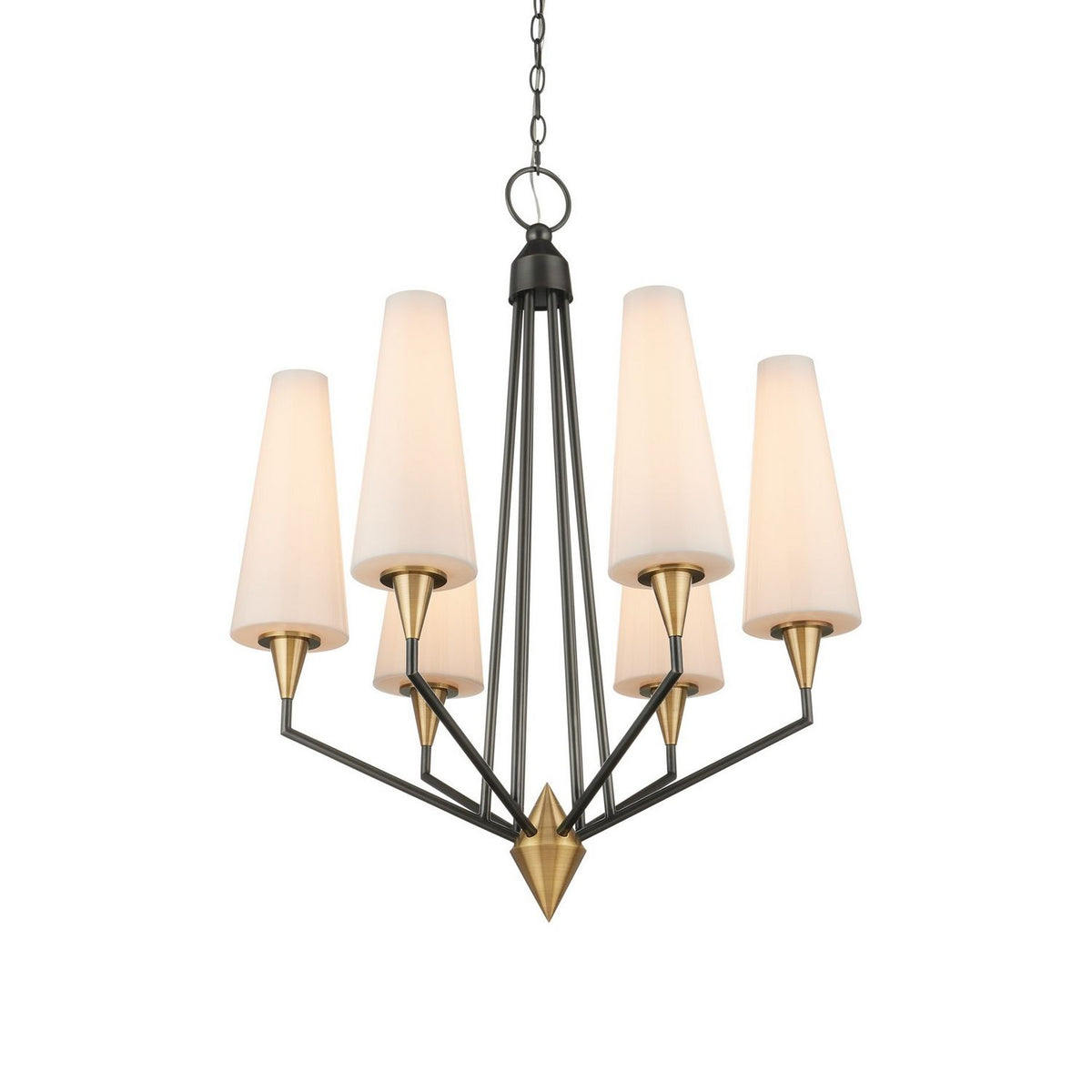 Currey and Company 9000-1371 Hennin Chandelier in Polished Antique Brass/Oil Rubbed Bronze