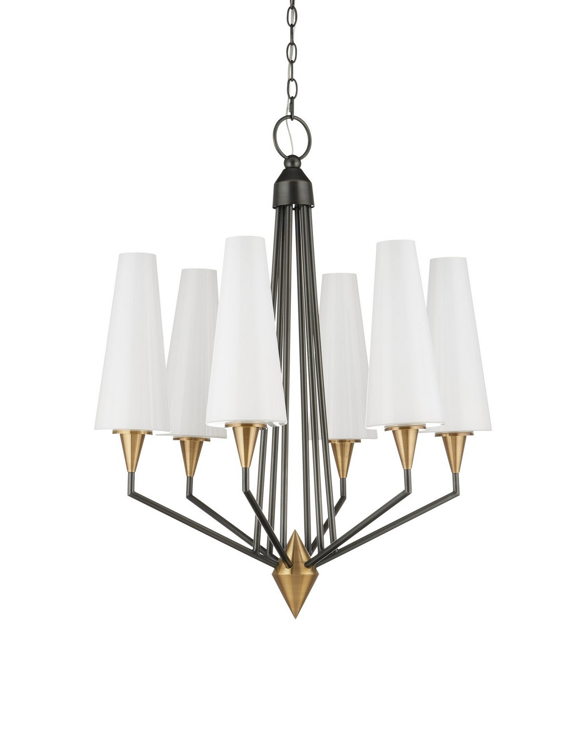 Currey and Company 9000-1371 Hennin Chandelier in Polished Antique Brass/Oil Rubbed Bronze