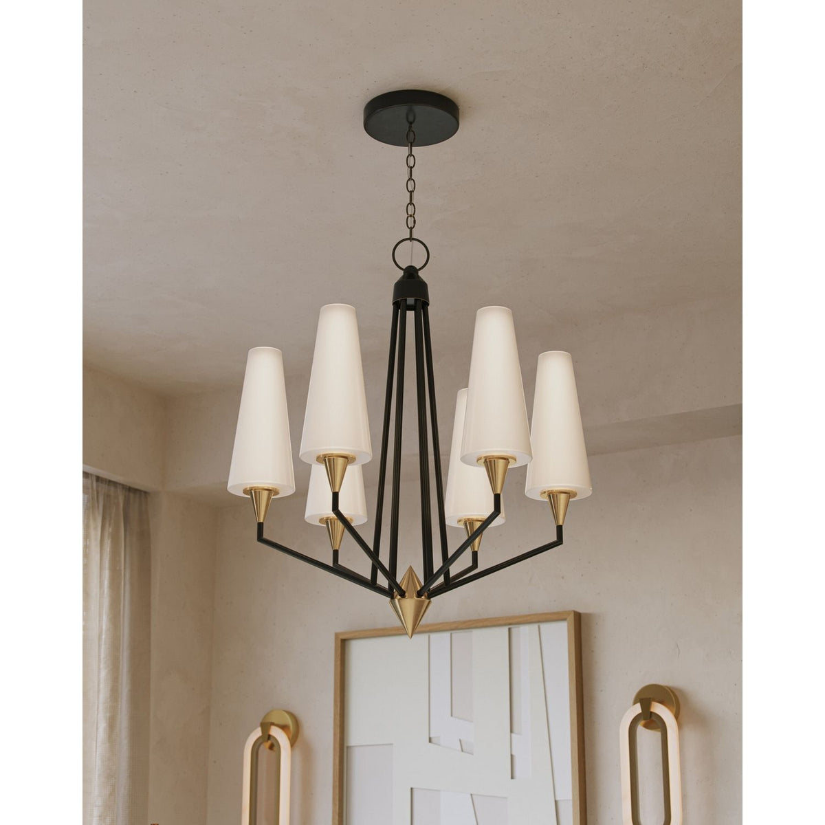 Currey and Company 9000-1371 Hennin Chandelier in Polished Antique Brass/Oil Rubbed Bronze