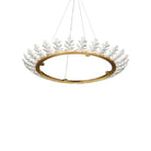 Currey and Company 9000-1372 Oakwreath Chandelier in Polished Antique Brass/Clear