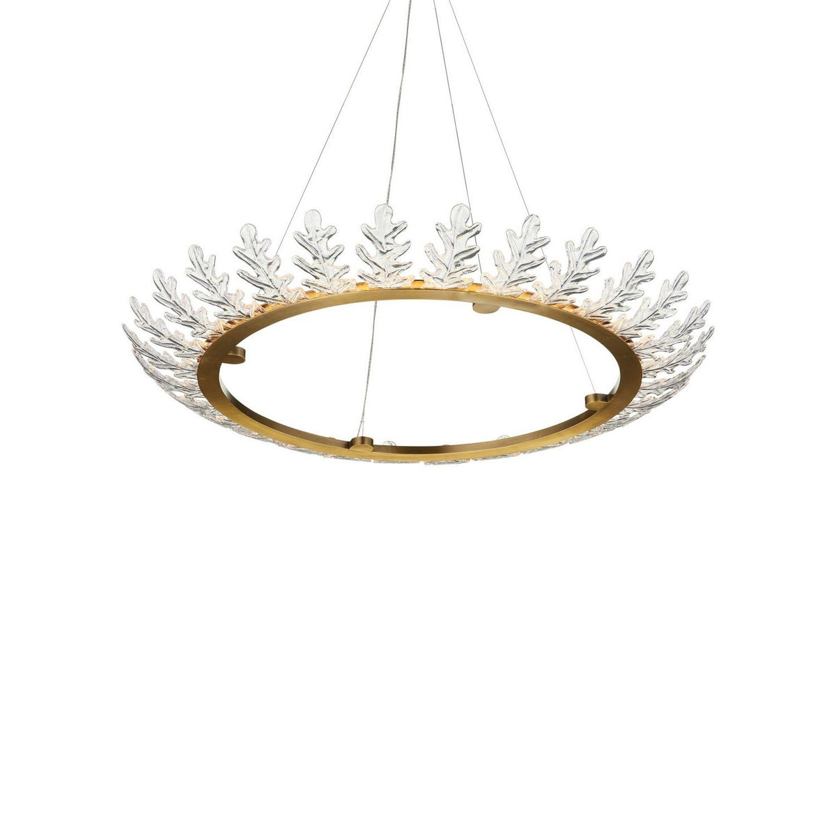 Currey and Company 9000-1372 Oakwreath Chandelier in Polished Antique Brass/Clear