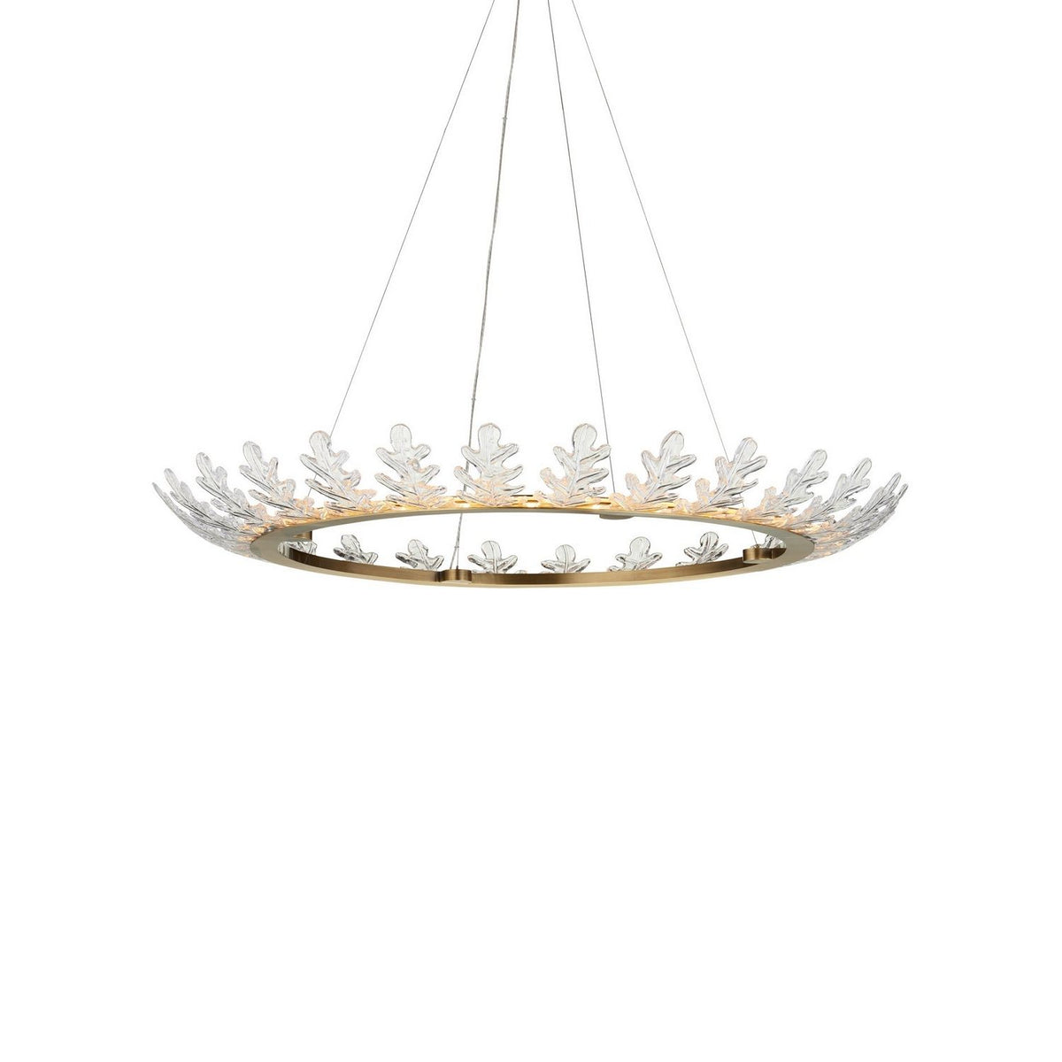 Currey and Company 9000-1372 Oakwreath Chandelier in Polished Antique Brass/Clear