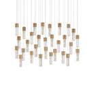 Currey and Company 9000-1384 Cannula Linear Multi-Drop Pendant in Vintage Brass/White/Silver