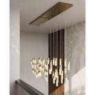 Currey and Company 9000-1384 Cannula Linear Multi-Drop Pendant in Vintage Brass/White/Silver