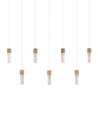 Currey and Company 9000-1386 Cannula Linear Multi-Drop Pendant in Vintage Brass/White/Silver
