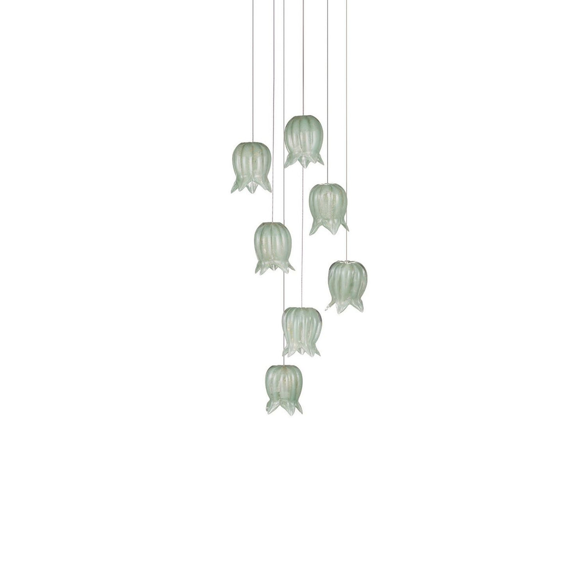 Currey and Company 9000-1397 Polpo Round Multi-Drop Pendant in Green/Silver