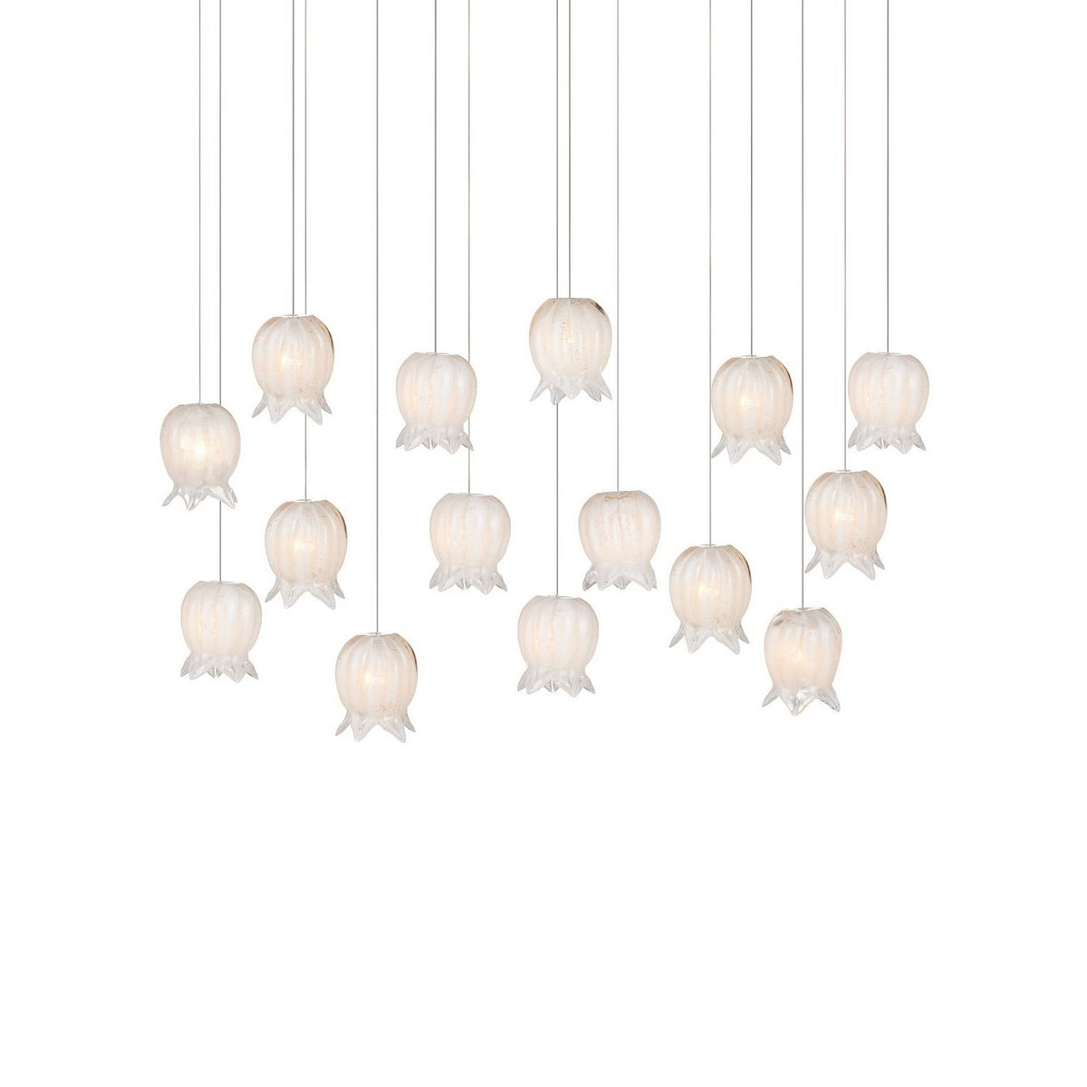 Currey and Company 9000-1407 Polpo Linear Multi-Drop Pendant in White/Silver