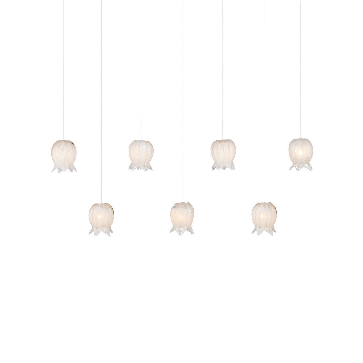 Currey and Company 9000-1410 Polpo Linear Multi-Drop Pendant in White/Silver