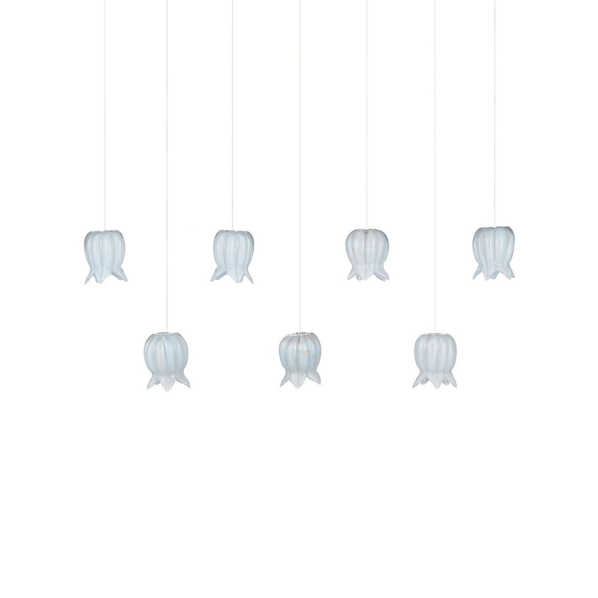 Currey and Company 9000-1418 Polpo Linear Multi-Drop Pendant in Blue/Silver