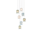 Currey and Company 9000-1420 Polpo Round Multi-Drop Pendant in Blue/Green/White/Silver