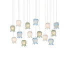 Currey and Company 9000-1422 Polpo Linear Multi-Drop Pendant in Blue/Green/White/Silver