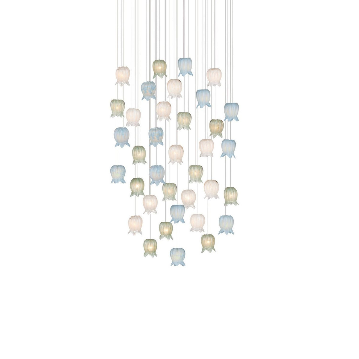 Currey and Company 9000-1424 Polpo Round Multi-Drop Pendant in Blue/Green/White/Silver