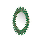 Currey and Company 1000-0170 Glasdele Round Mirror in Green/Antique Brass