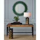 Currey and Company 1000-0170 Glasdele Round Mirror in Green/Antique Brass