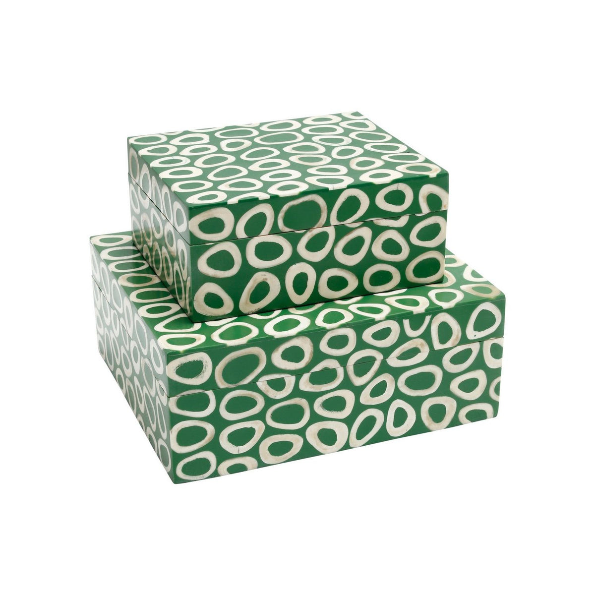 Currey and Company 1200-1133 Ovoid Box Set of 2 in Green/White