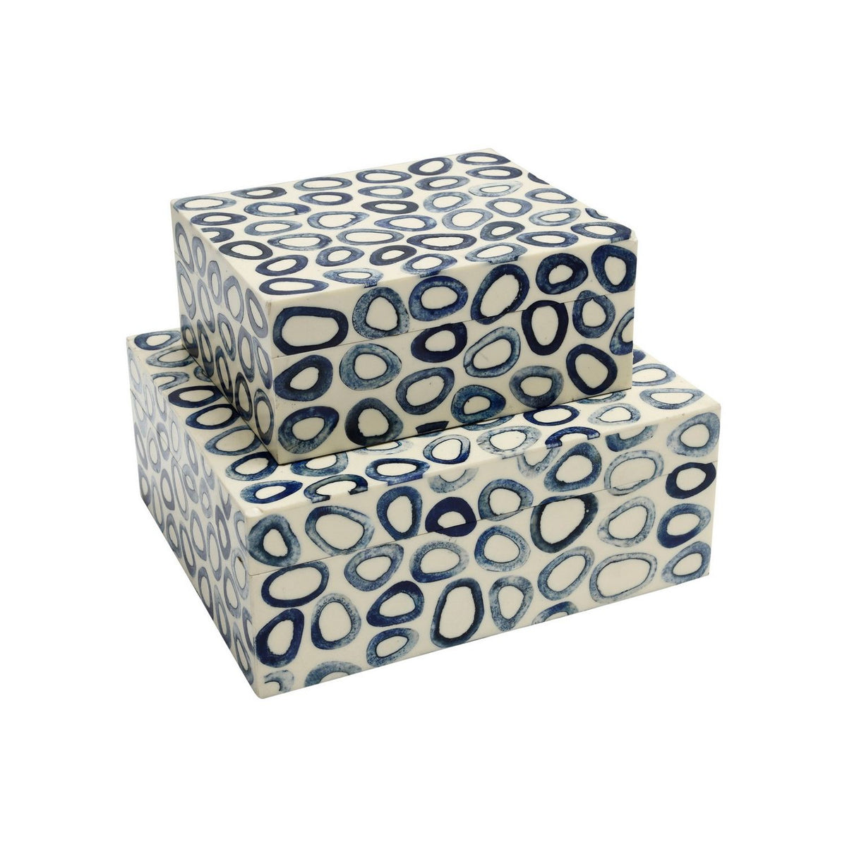 Currey and Company 1200-1134 Ovoid Box Set of 2 in White/Blue