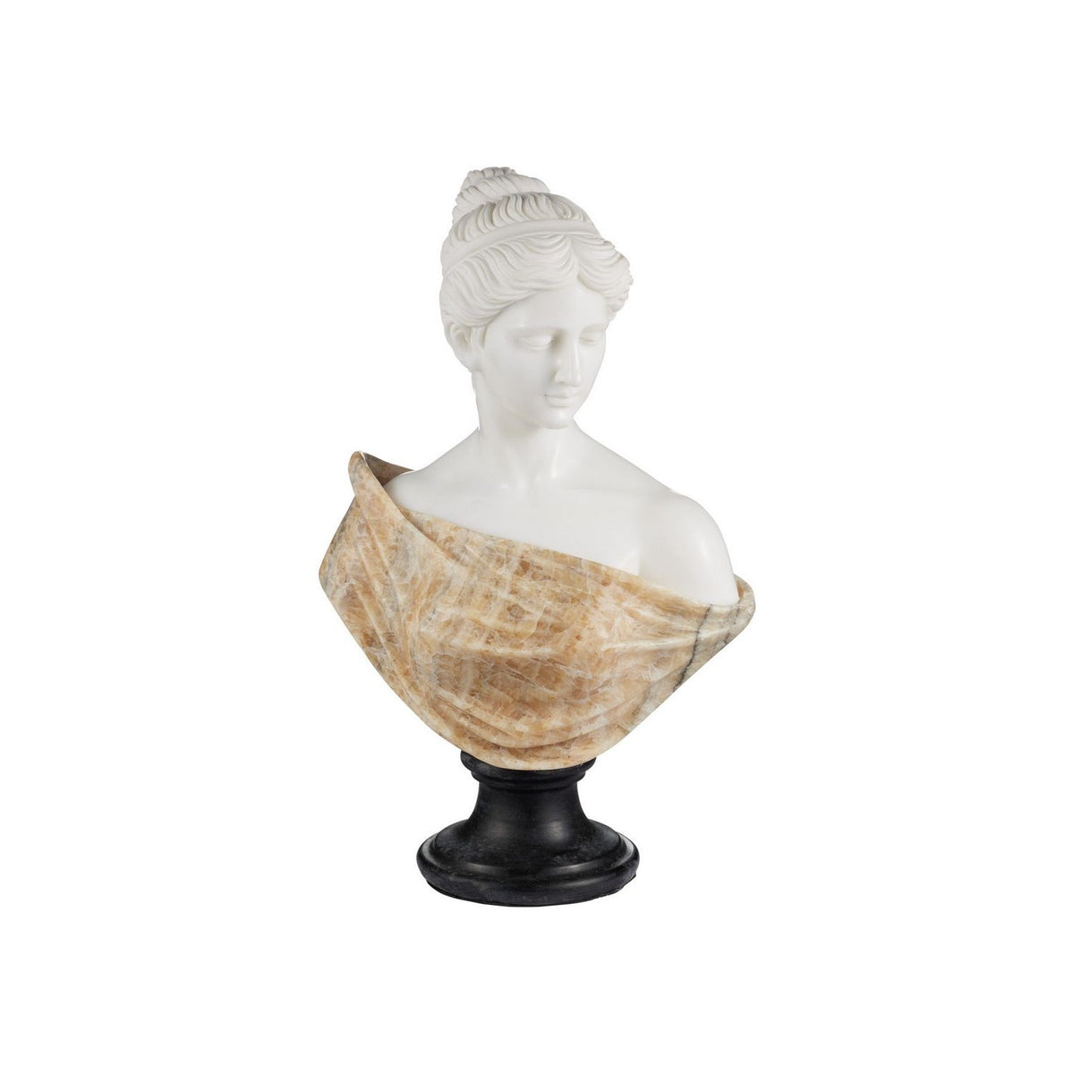 Currey and Company 1200-1165 Thea Marble Bust Sculpture in White/Yellow/Black