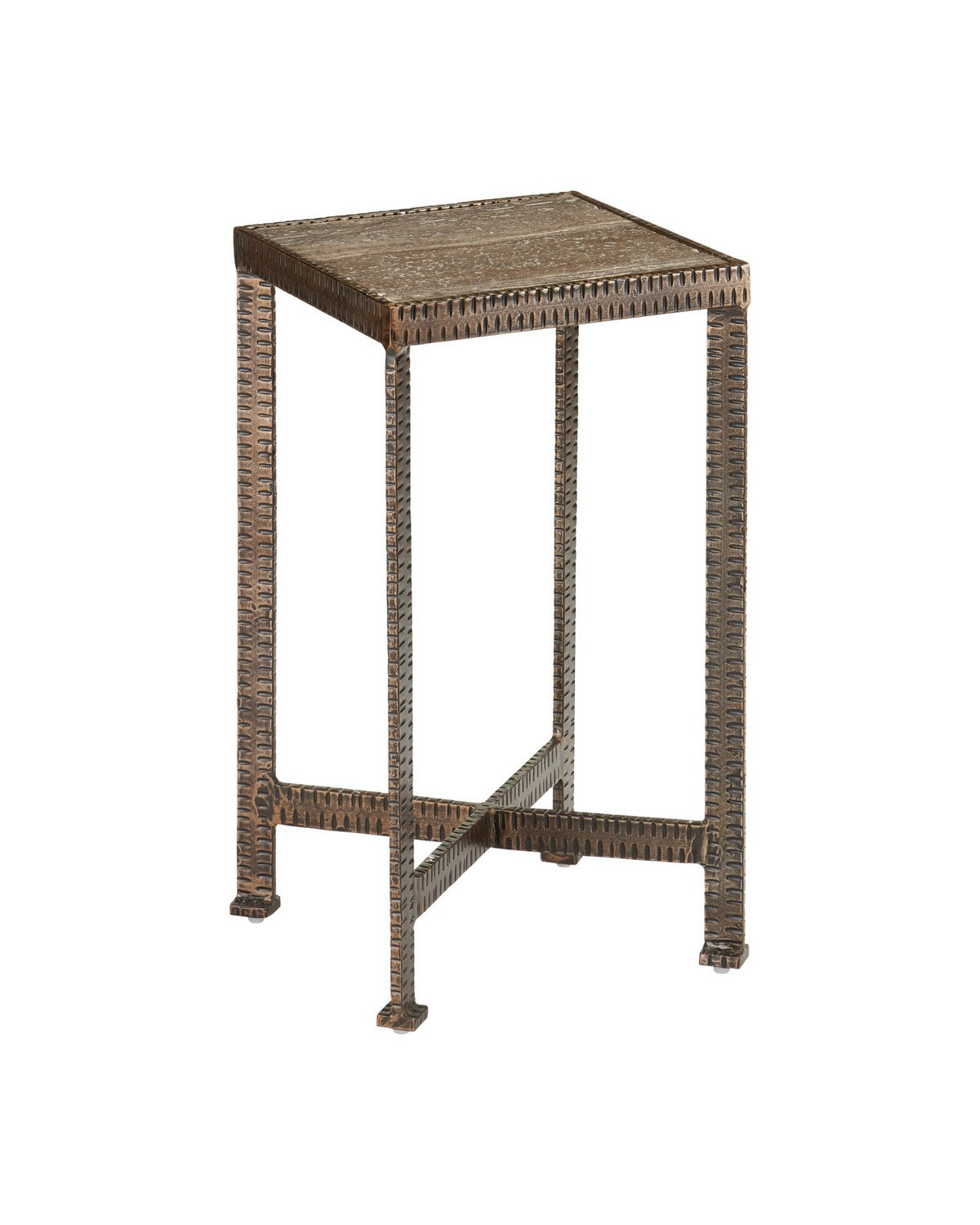 Currey and Company 4000-0274 Ampleur Accent Table in Rustic Bronze/Natural