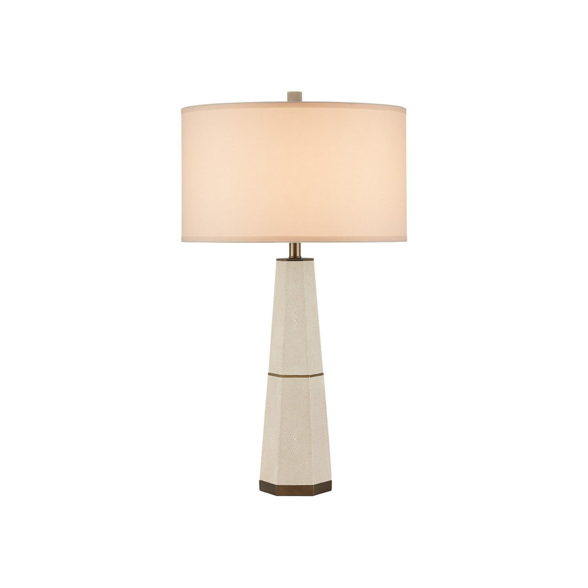 Currey and Company 6000-1082 Galuchat Table Lamp in Ivory Faux Shagreen/Brass