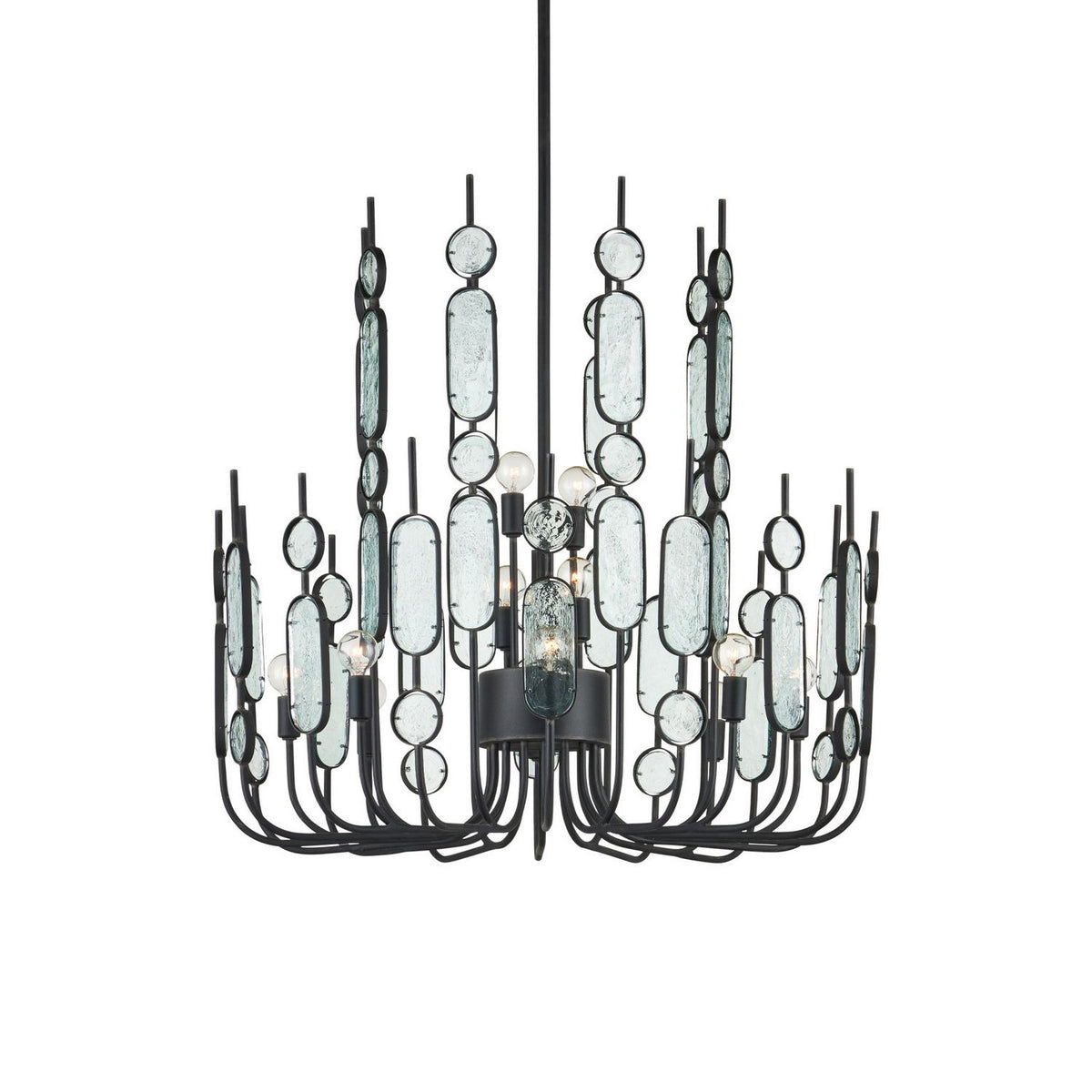 Currey and Company 9000-1446 Ettore Chandelier in Clear/Blacksmith