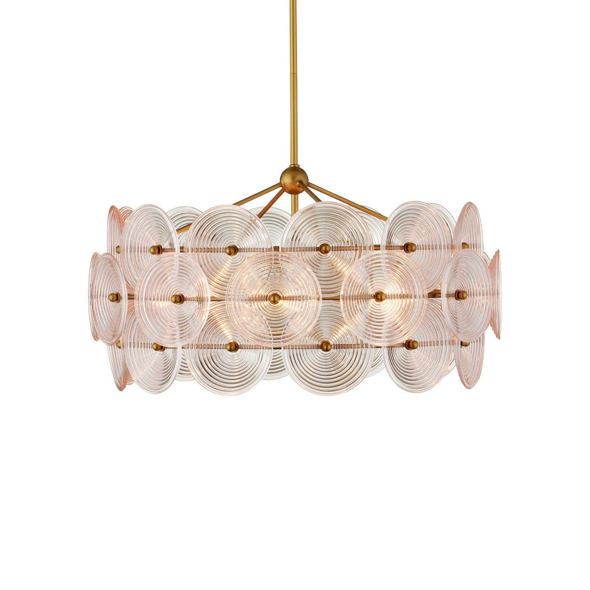 Currey and Company 9000-1459 Whirlwind Chandelier in Pale Pink/Brass