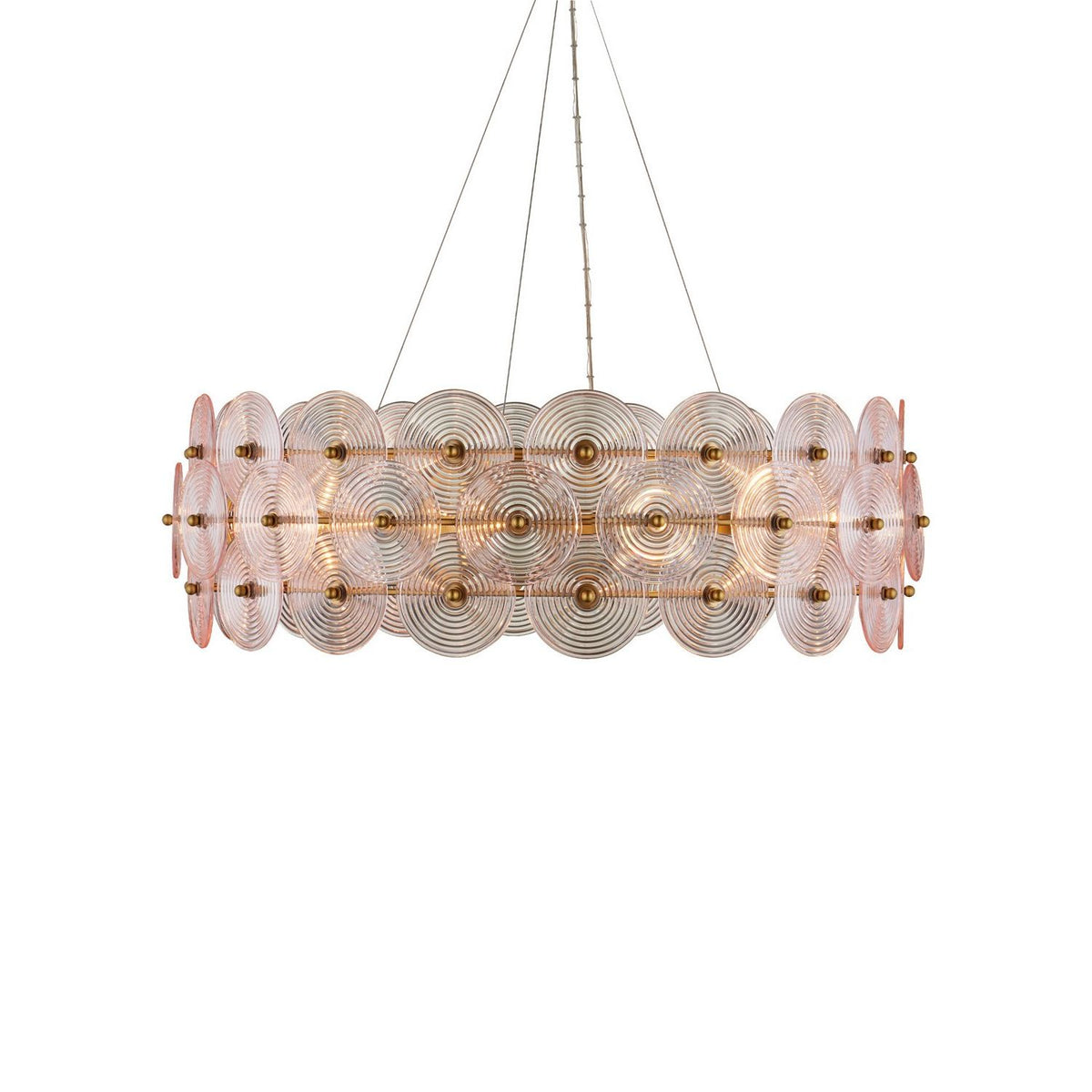 Currey and Company 9000-1461 Whirlwind Chandelier in Pale Pink/Brass